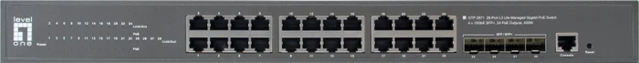 LevelOne GTP Rackmount Gigabit Managed Switch, 24x RJ-45, 4x SFP+, 400W PoE+