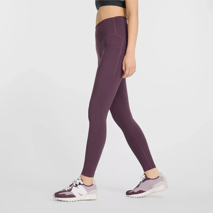 New Balance Sleek Pocket High Rise 27" Legging Hose lang plum brown (Damen)
