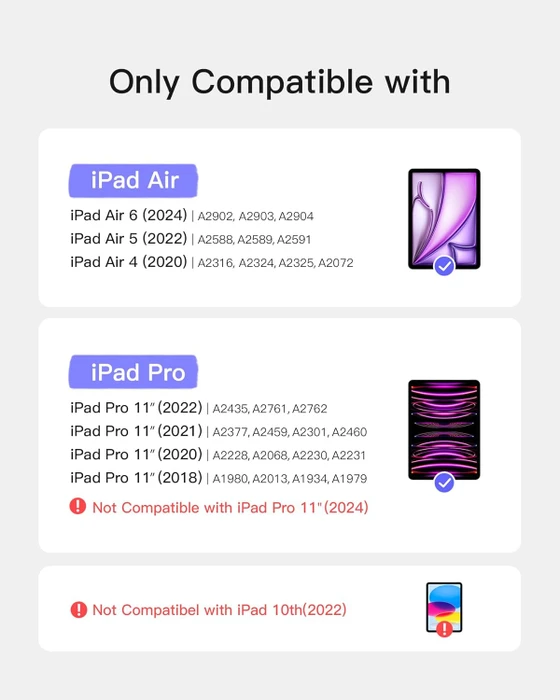 Inateck Magnetische Tastaturhülle für iPad Air 6 11"/iPad Air 5/iPad Pro 11", schwarz, UK