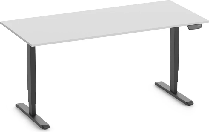 Ergolutions Primus elektrisch höhenverstellbarer Sitz-Steh-Schreibtisch 180x80cm lichtgrau/schwarz