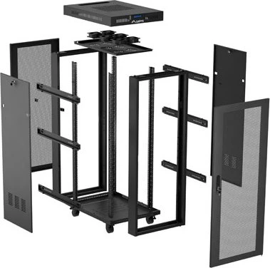 Lanberg 19" Rackschrank 32HE, LCD, freistehend, Flat Pack, Gitternetztür, IP20, RAL 9004, 1000mm tief