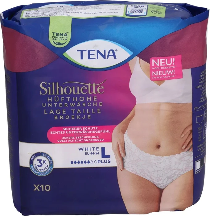 Tena Silhouette White Pants Plus Schutzhose Größe L, 10 Stück