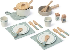 Musterkind Koch- & Geschirr Set Aronia warmgrau/weiß/salbei
