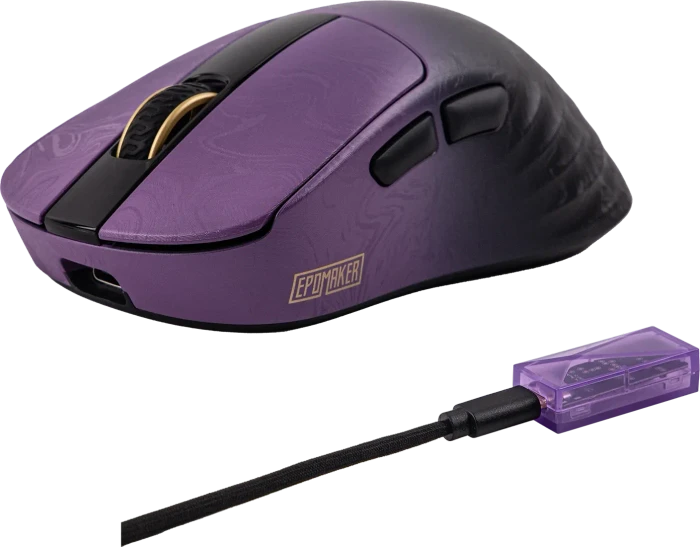 Epomaker Carbonis 8KHz Wireless Gaming Mouse, Black Purple, USB/Bluetooth