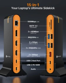 Novoo 15-in-1 Triple Display Docking Station, USB-C 3.1 [Buchse] (NHM15D-142B)