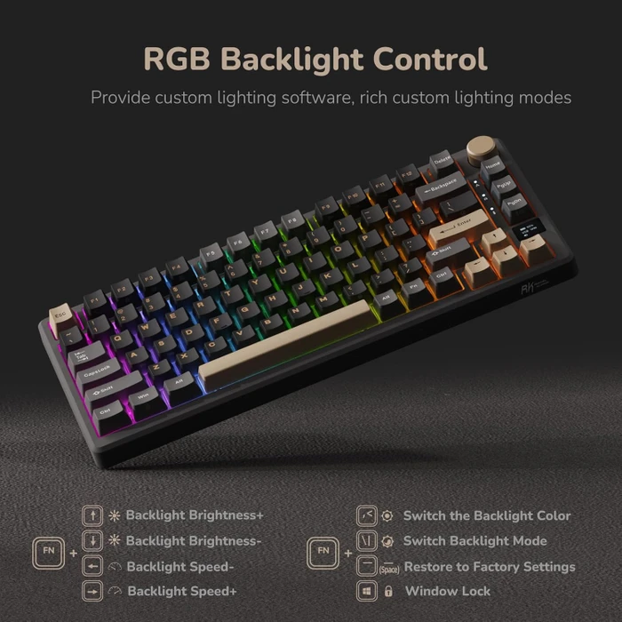 RK Royal Kludge M75 Wireless, grau/schwarz, LEDs RGB, hot-swap, RK RED, USB/Bluetooth, US