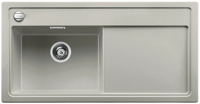 Blanco Zenar XL 6 S Becken links mit Ablauffernbedienung perlgrau inkl. Holzschneidebrett