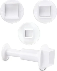Städter Profi-Ausstecher mit Auswerfer Quadrate Set weiß, 3-tlg.
