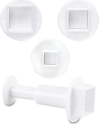Städter Profi-Ausstecher mit Auswerfer Quadrate Set weiß, 3-tlg.