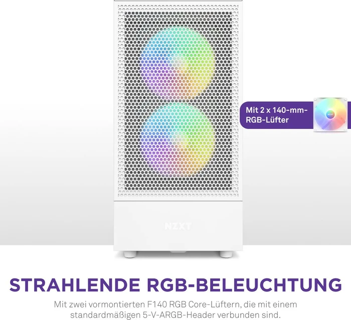 NZXT H5 Flow RGB, weiß, Glasfenster