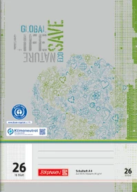 Brunnen Recycling Schulheft, A4, Lineatur 26, grau/grün, 16 Blatt