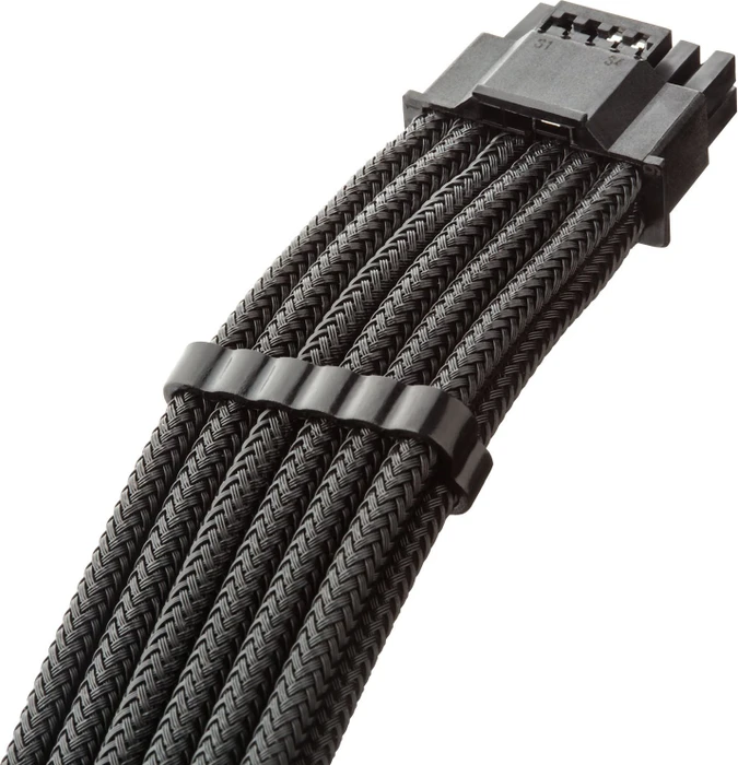 CableMod Universal Pro ModMesh, 12V-2x6 Kabel, StealthSense, natives 12V-2x6 Kabel, 1x 16-Pin PCIe 5.1 Stecker auf 16-Pin PCIe 5.1 Stecker, 90°, Variante A, schwarz, 60cm