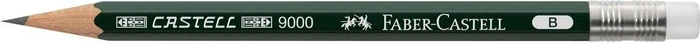 Faber-Castell Castell 9000 Perfect mit Radierer Bleistift B graphit, grün
