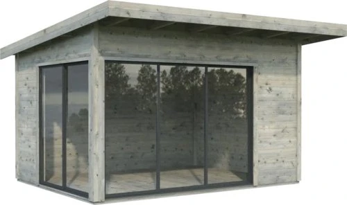 Palmako Andrea 11.2m² Slide Plus Gartenhaus grau tauchgrundiert