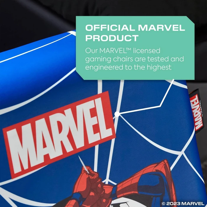 X Rocker Marvel Hero Video Rocker Gaming Bodensessel für Kinder/Jugendliche, Spider-Man blau