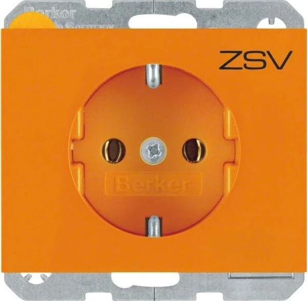 Berker K.5 Steckdose SCHUKO mit Aufdruck "ZSV", orange glänzend