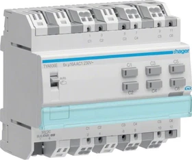 Hager KNX Schaltaktor 6/3-fach 16A C-Last, mit Stromerkennung, 6TE REG, Schaltaktor (TYA606E)