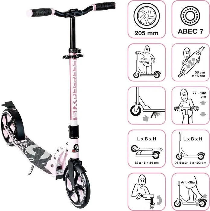 Six Degrees Aluminium Scooter 205mm pastellrosa