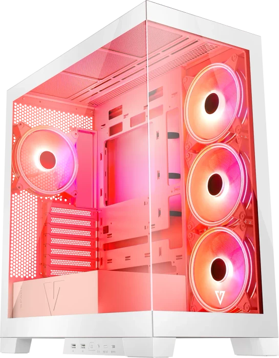 Modecom Volcano Space Apex ARGB Midi White, weiß, Glasfenster