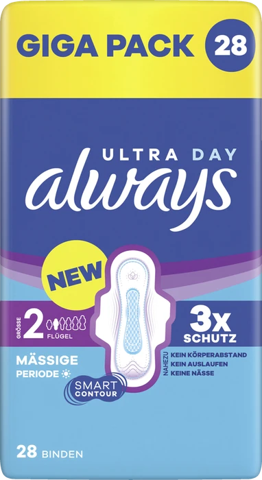 Always Ultra Day Long mit Flügeln Größe 2, 28 Stück