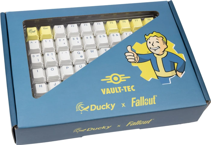 Ducky x Fallout Vault-Tec Keycap Set, Kunststoff (PBT) Double-Shot, weiß/gelb, 132 Tasten, ISO-DE