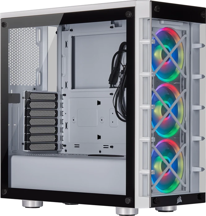 Corsair iCue 465X RGB, weiß, Glasfenster