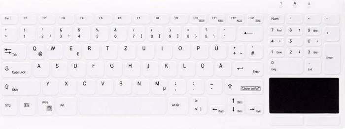 Contour Design Active Key desinfizierbare Tastatur mit Nummernfeld und Touchpad, vollversiegelt, weiß, USB, ND