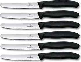Victorinox Swiss Classic Tomaten- und Tafelmesser mit Wellenschliff schwarz, 6 Stück