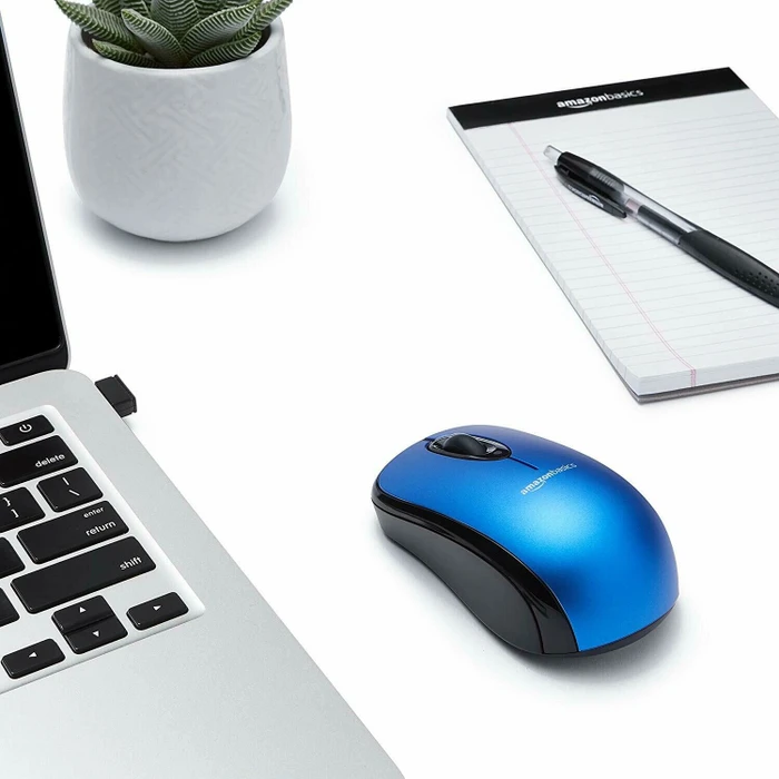 AmazonBasics Kabellose Maus blau, USB