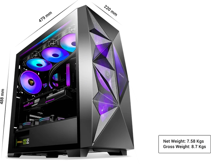 Antec Dark League Dark Fleet DF800 Flux, Glasfenster