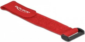 DeLOCK Klett-Kabelbinder mit Schlaufe, 25mm, 190mm, rot, 5 Stück