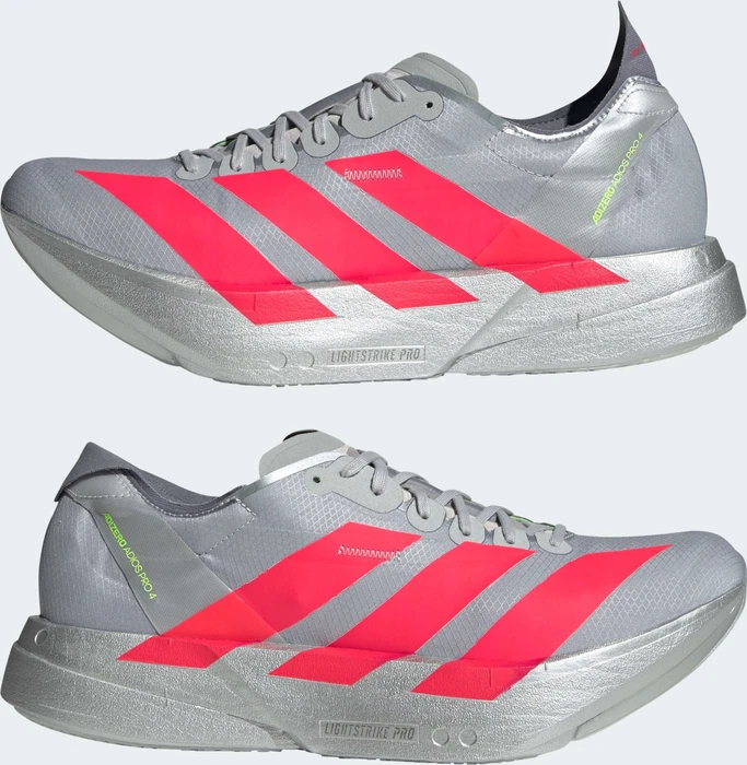 adidas Adizero Adios Pro 4 silver metallic/lucid red/grey (Herren)