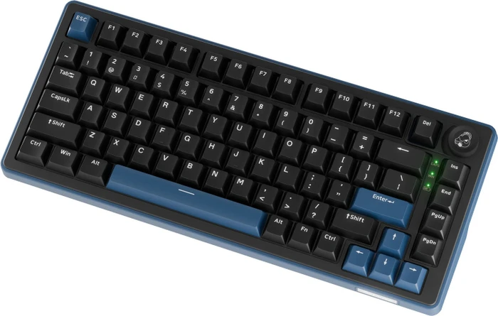 Ducky OK-M-75, Black and Blue, KKT Baby Blue Tactile, USB/Bluetooth, US
