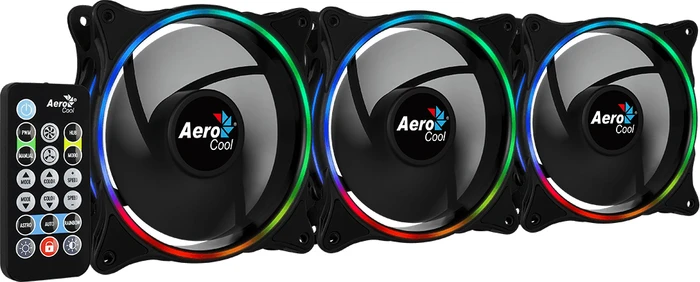 AeroCool Eclipse 12 Pro ARGB, LED-Steuerung, Fernbedienung, Lüftersteuerung, 120mm, 3er-Pack