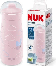 NUK Mini-Me Sip Trinkflasche mit Trinkaufsatz, 9+M, 300ml, rosa