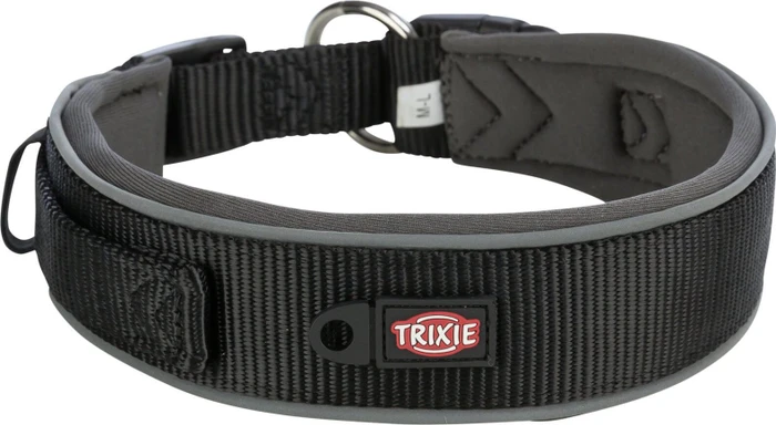 Trixie Premium Halsband, extra breit, L, Schwarz/Grafit