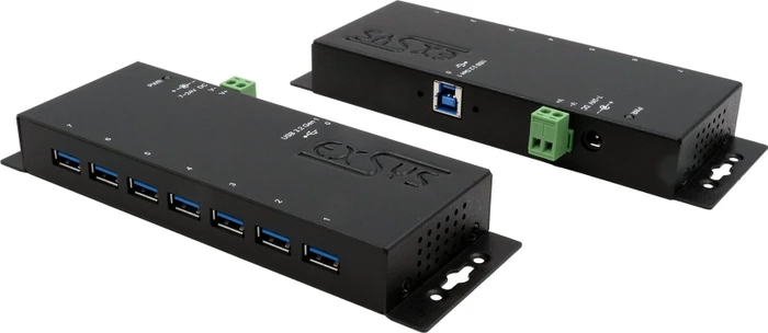 Exsys Industrial Wallmount USB-Hub, 7x USB-A 3.0, USB-B 3.0 [Buchse]