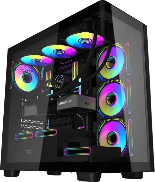 DarkFlash DS900G Black, USB-C, Glasfenster