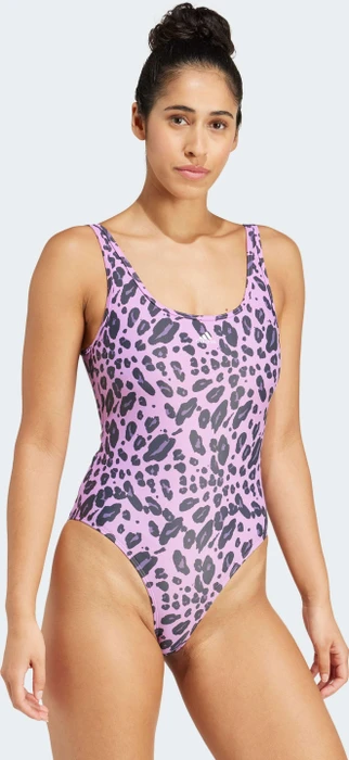 adidas Essentials Animal Print U-Back Badeanzug preloved purple/white (Damen)