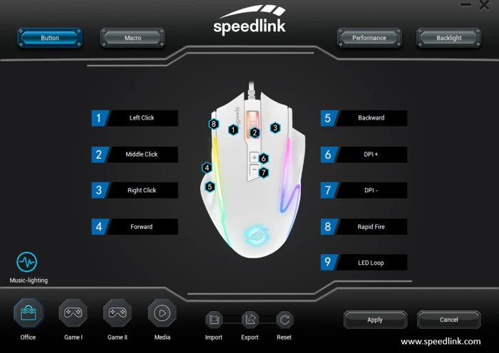 Speedlink Decus NX RGB Gaming Mouse weiß, USB