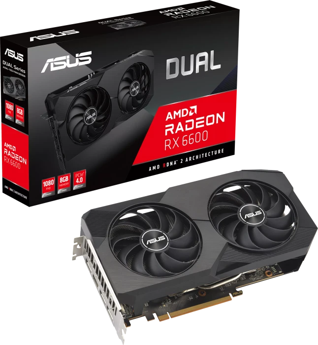 ASUS Radeon RX 6600 Dual V2, DUAL-RX6600-8G-V2, 8GB GDDR6, HDMI, 3x DP
