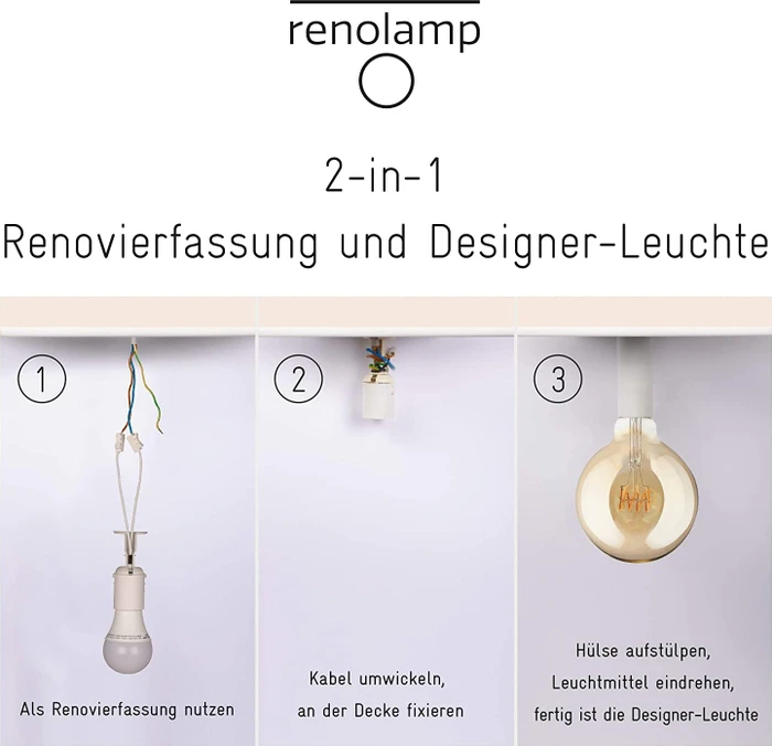 Müller Licht Renolamp 2in1 Renovierfassung/Deckenleuchte, 3 Stück