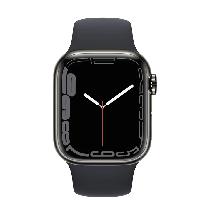 Apple Watch Series 7 (GPS + Cellular) 41mm Edelstahl graphit mit Sportarmband Mitternacht