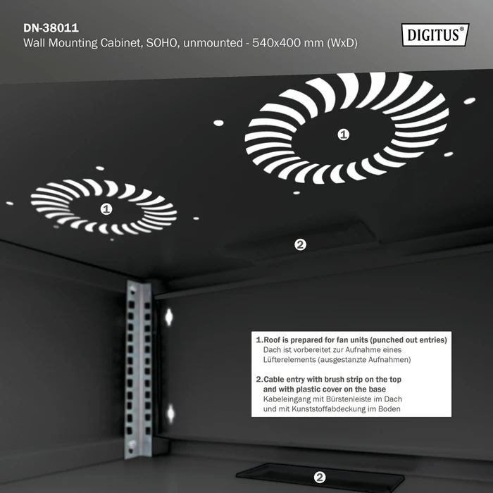 Digitus Professional SoHo Line 19" Wandgehäuse 4HE, unmontiert, Sicherheitsglastür, IP20, RAL 9005, 400mm tief
