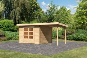 Karibu Bastrup 5 Gartenhaus inkl. Anbau 2m natur