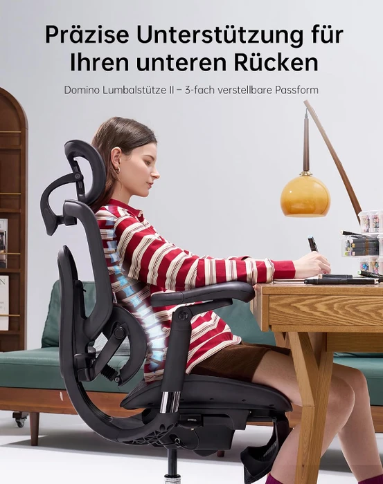 Sihoo Doro C300 Pro V2 adaptiver ergonomischer Bürostuhl, mit Fußstütze, schwarz