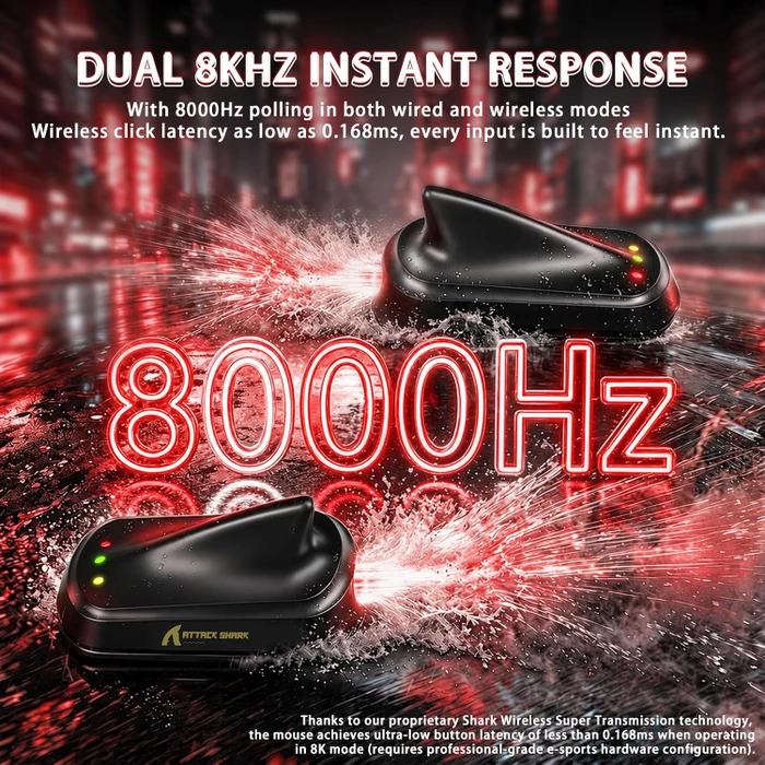 Attack Shark RS3 ULTRA Carbon Fiber 8KHz Wireless, Forged Red, USB/Bluetooth