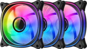 LC-Power Case Fan 120mm ARGB, schwarz, LED-Steuerung, Fernbedienung, 120mm, 3er-Pack