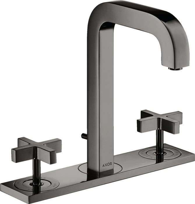 Hansgrohe Axor Citterio 3-Loch Waschbeckenarmatur mit Kreuzgriffen und Platte polished black chrome
