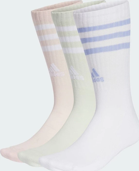 adidas 3-Streifen Cushioned Crew Socken white/sandy pink/linen green, 3 Paare